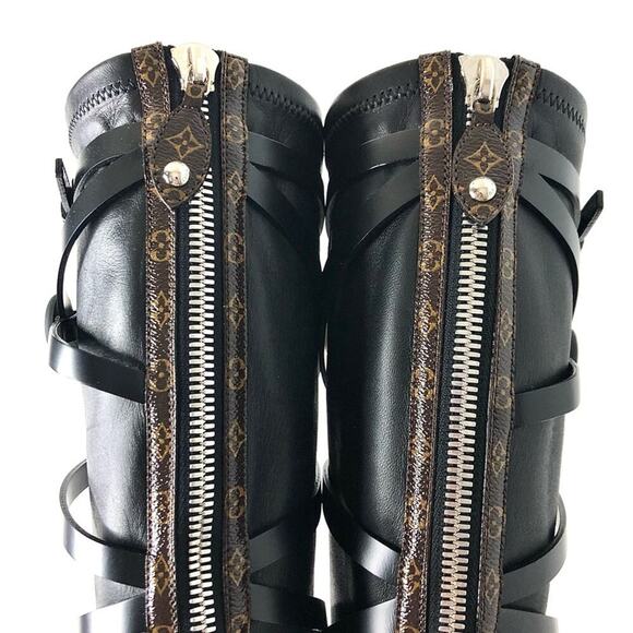 NIB Louis Vuitton A/W 2021 Runway Fornasetti LV Monogram Knee High Boots 37 - Picture 9 of 13